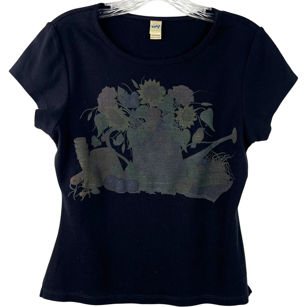 kavio! Vintage Womens 100% Cotton Graphic T-Shirt Grunge Y2K Size XL Skater-Goth